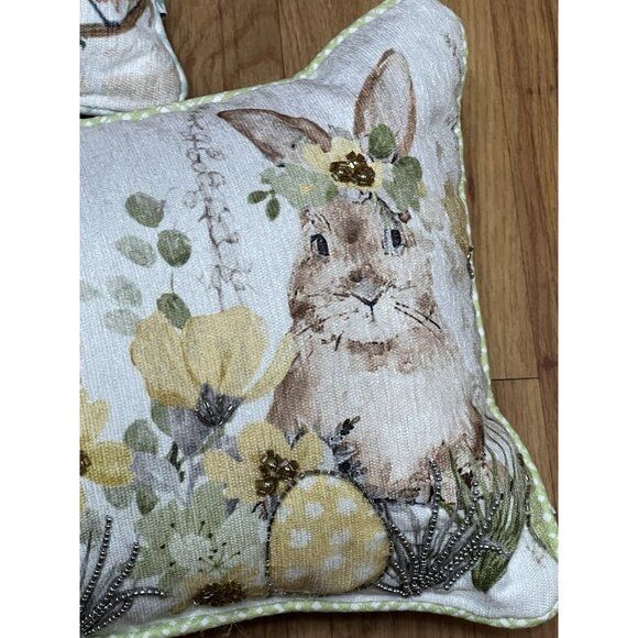 Bunny Boulevard Rabbit Decorative Throw Pillows Set of 2 Easter Spring Pastel - Picture 7 of 10